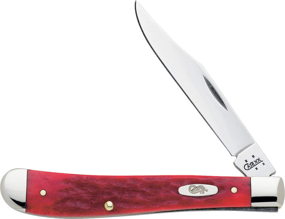 Case Cutlery XX Dark Red Bone Handle Slimline Trapper Folding Pocket Knife 6982