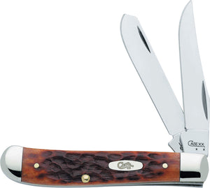 Case Cutlery XX Nut-Brown Chestnut Bone Mini Trapper 6207CV Folding Knife 7012