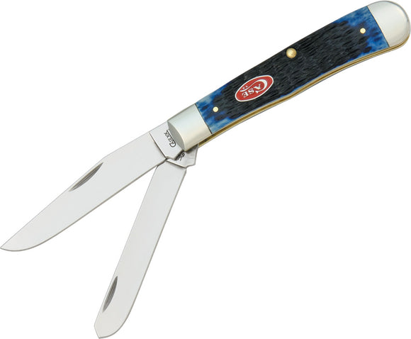Case Cutlery XX Navy Blue Jigged Bone Handle Trapper Folding Pocket Knife 7051