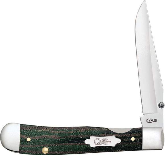 Case Cutlery KickStart TrapperLock Green Zebra Wood Folding Knife 70520