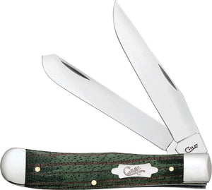 Case Cutlery Trapper Green Zebra Wood Pocket Folding Knife 70521