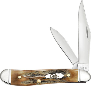 Case Cutlery Peanut Pocket Knife Burnt Stag Folding Stainless Clip & Pen 71228