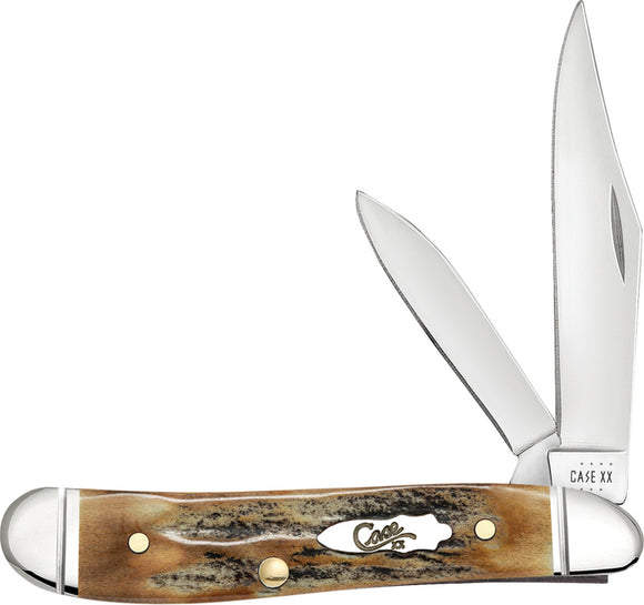 Case Cutlery Peanut Pocket Knife Burnt Stag Folding Stainless Clip & Pen 71228