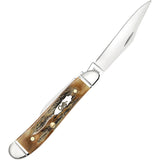 Case Cutlery Peanut Pocket Knife Burnt Stag Folding Stainless Clip & Pen 71228