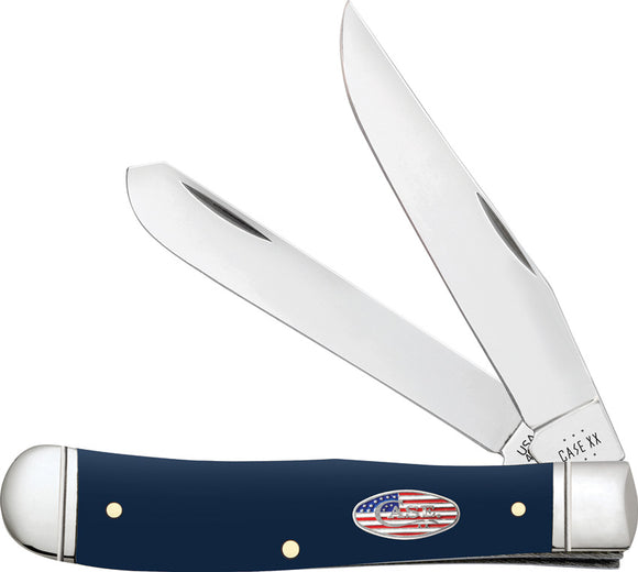 Case Cutlery Trapper Navy Smooth Synthetic Folding Stainless Steel Pocket Knife 71231