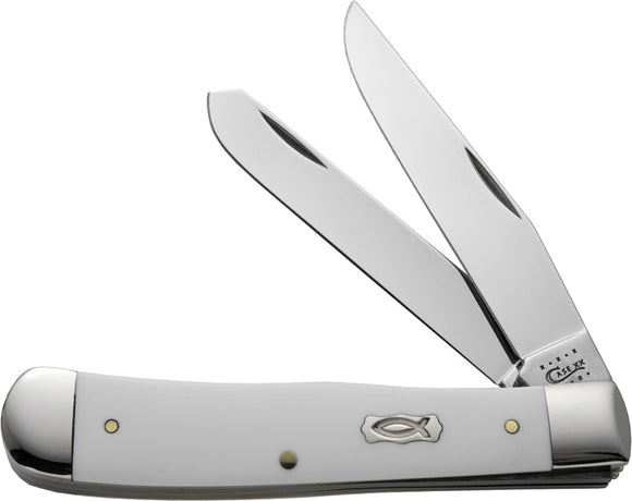 Case Cutlery XX White Handle Ichthus Series Trapper Folding Pocket Knife 7250