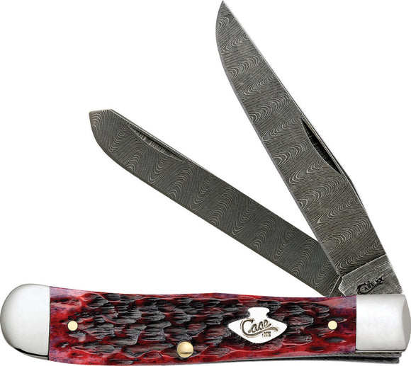 Case XX Trapper Crimson Peach Seed Handle Black Folding Knife 74170