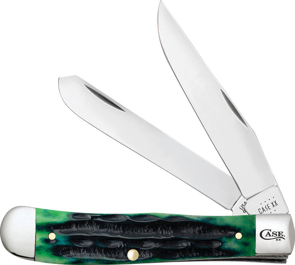 Case Cutlery Trapper Hunter Green Bone Folding Stainless Pocket Knife 75830