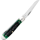 Case Cutlery Mini Trapper Hunter Green Bone Folding Stainless Pocket Knife 75834