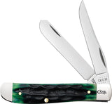 Case Cutlery Mini Trapper Hunter Green Bone Folding Stainless Pocket Knife 75834