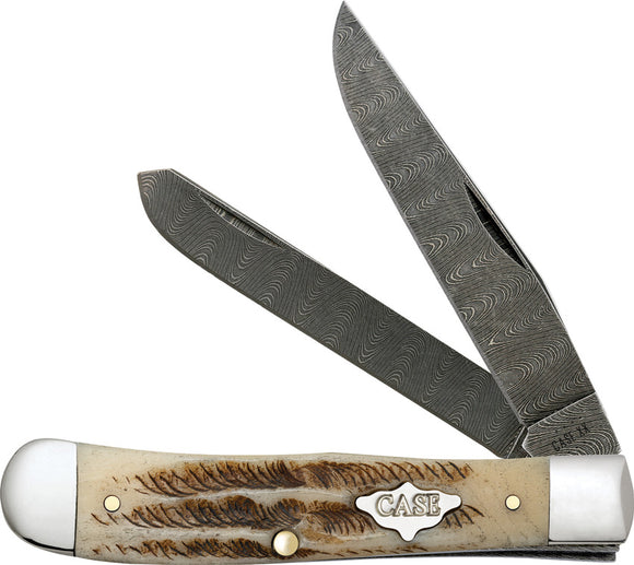 Case Cutlery Trapper Vintage Jigged Bone Folding Damascus Steel Pocket Knife 77460