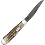 Case Cutlery Trapper Vintage Jigged Bone Folding Damascus Steel Pocket Knife 77460