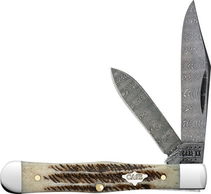 Case Cutlery Swell Center Jack Vintage Bone Folding Damascus Clip Point Pocket Knife 77462