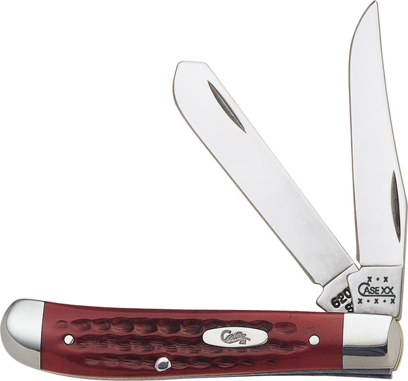 Case Cutlery XX Red Pocket Worn Jig Bone Handle Mini Trapper Folding Knife 784
