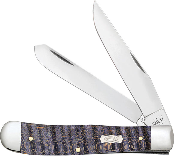 Case Cutlery Trapper Purple Curly Maple Folding Stainless Pocket Knife 80540