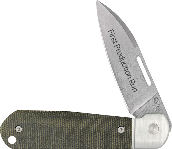 Case Cutlery First Production Highbanks Green Micarta Folding 20CV Knife 82231