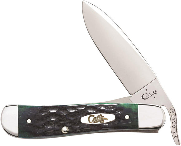 Case XX RussLock Hunter Green Jigged Bone Handle Stainless Folding Knife 87085