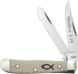 Case Cutlery Religious Fisher Of Men Bone Tiny Trapper Folding Pocket Knife 8849