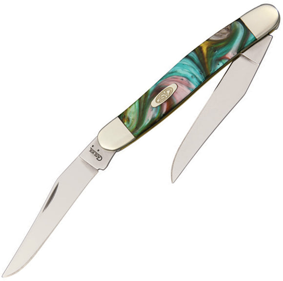 Case XX Muskrat Abalone Handle Stainless Twin Clip Blades Folding Knife 9200AB