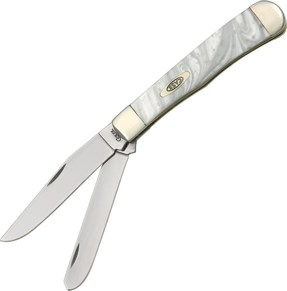 Case Cutlery XX White Pearl Corelon Handle Trapper Folding Blade Pocket Knife 9254WP