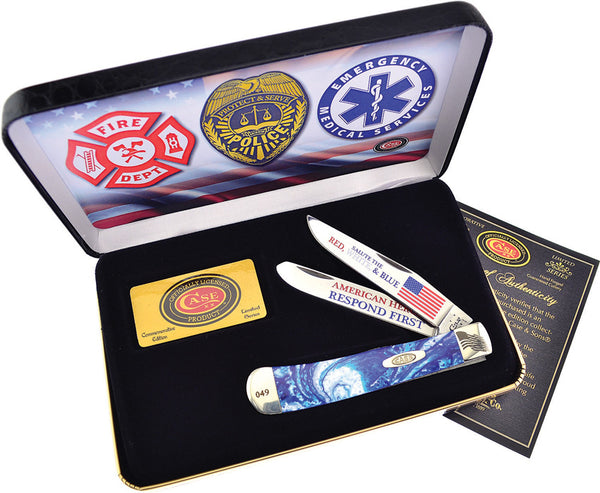 CASE XX Police American Heroes Wear Blue Trapper Blue Corelon Pocket K –  Atlantic Knife Company