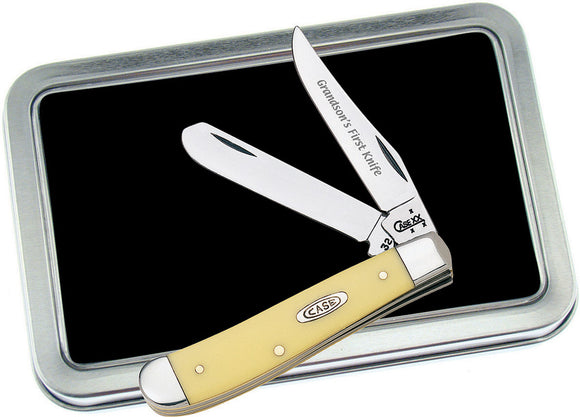 Case Cutlery Grandson's First Smooth Yellow Folding Stainless Pocket Knife GSY