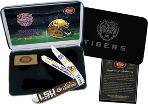 Case Cutlery LSU Champions Trapper Folding Pocket Knife 19catsbn