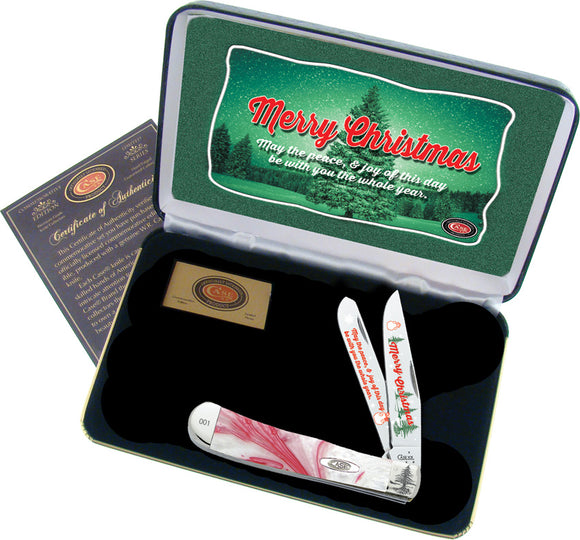Case Merry Christmas Trapper Peppermint Folding Pocket Knife - MCPM