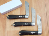 Canon Anchor (LOT OF 3) Stainless Wood Folding Pocket Knife + Bail 029-3