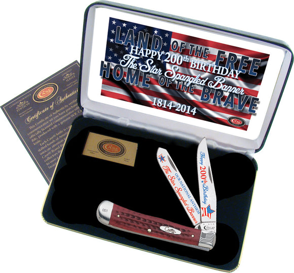 Case XX Star Spangled Banner 200th Birthday Trapper Pocket Knife Gift Set SSBRPB