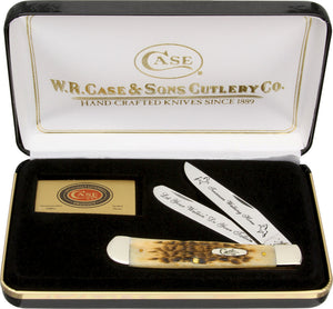 Case XX Tennessee Walking Horse Trapper Amber Bone Handle Folding Knife TNWH