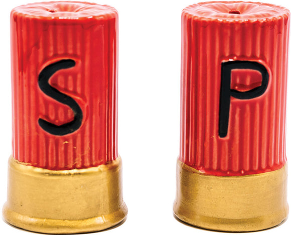 Caliber Gourmet Salt Pepper Red Ceramic Shakers Shotgun 1033