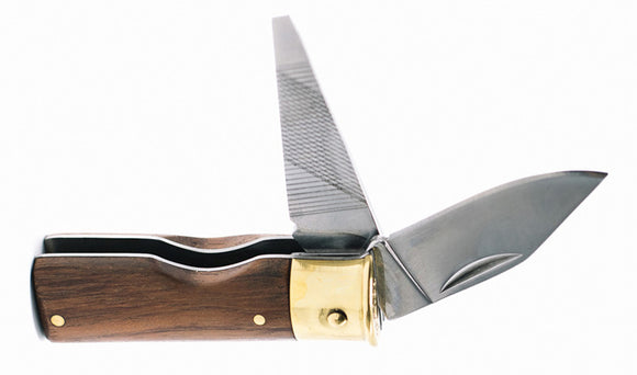 Caliber Gourmet Bullet Brown Wood Folding Stainless Pocket Knife 1041