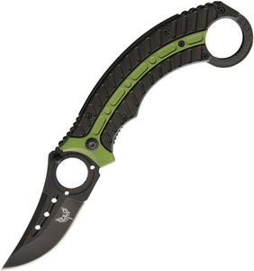 Combat Ready Karambit Linerlock Black/Green Aluminum Folding Stainless Knife 352