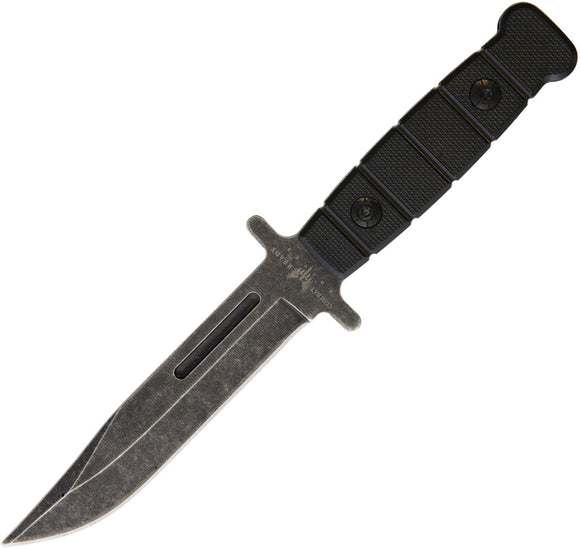 Combat Ready Black Stonewash Stainless Fixed Blade Knife w/ Belt Sheath 355