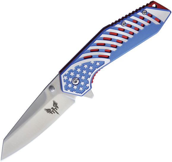 Combat Ready Stars and Stripes Linerlock Aluminum Folding Stainless Knife 367