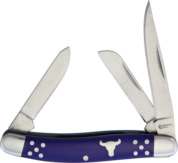Cattleman's Cutlery Stockman Blue Bone Folding Stainless Pocket Knife 0001BL