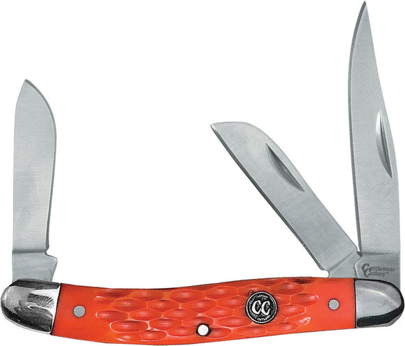 Cattleman's Cutlery Orange Handle Signature Stockman 3Cr13 Folding Knife 0001JOD