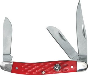 Cattleman's Cutlery Red Handle Signature Stockman 3Cr13 Folding Knife 0001JRD