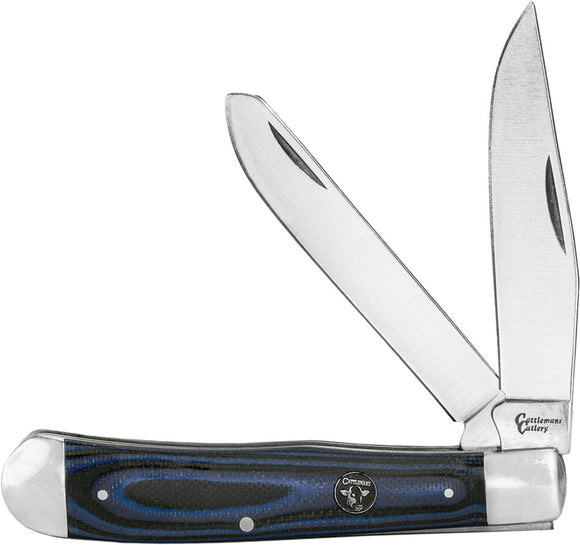 Cattleman's Cutlery Cowhand Trapper Pocket Knife Blue G10 Folding 440 0002GBL