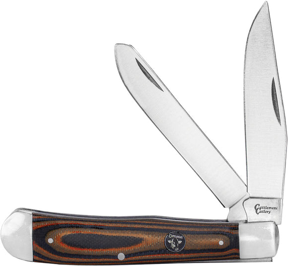 Cattleman's Cutlery Cowhand Trapper Pocket Knife Brown G10 Folding 440 0002GBN