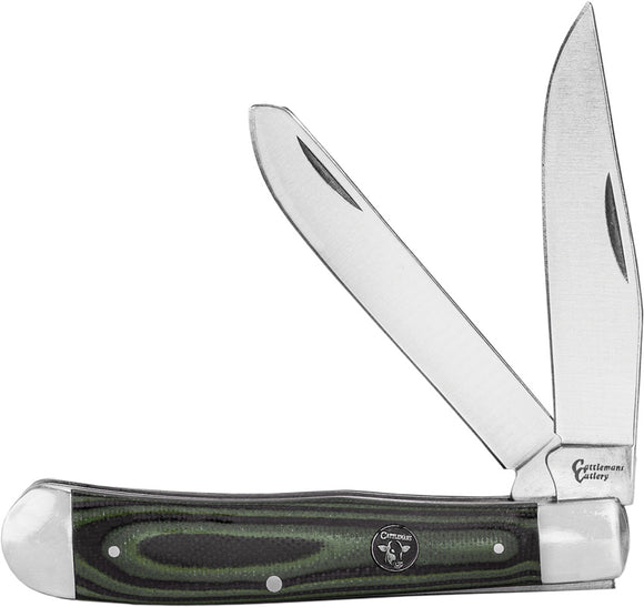 Cattleman's Cutlery Cowhand Trapper Pocket Knife Green G10 Folding 440 0002GGN
