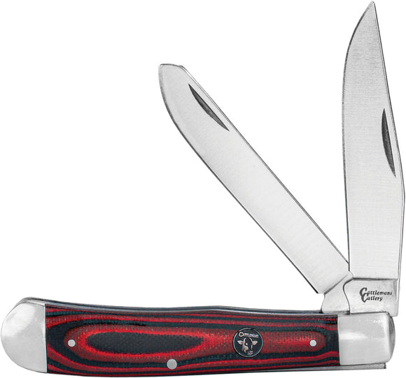 Cattleman's Cutlery Cowhand Trapper Pocket Knife Red G10 Folding 440 0002GRD