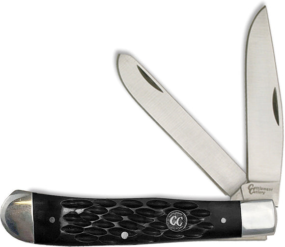 Cattleman's Cutlery Black Handle Signature Trapper 3Cr13 Folding Knife 0002JBD