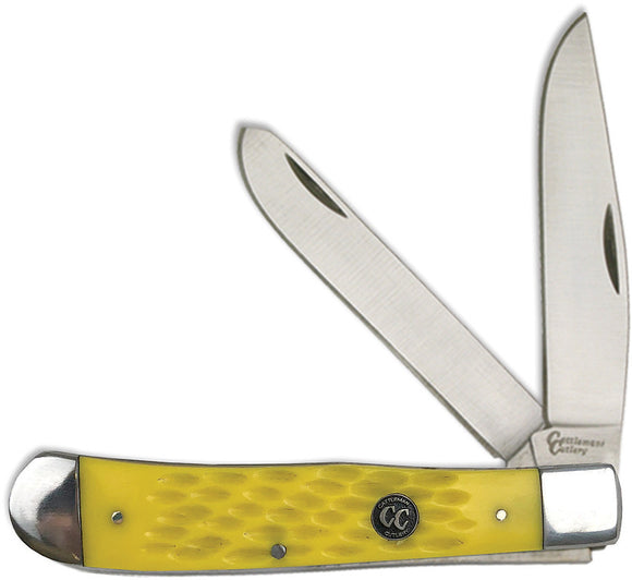 Cattleman's Cutlery Yellow Handle Signature Trapper 3Cr13 Folding Knife 0002JYD