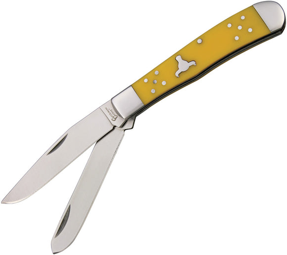 Cattleman's Cutlery Trapper Pocket Knife Yellow Delrin Folding Stainless 0002YD