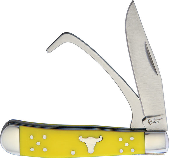 Cattleman's Cutlery Farriers Companion Yellow Hoof Pick Blade Folding Knife 0067YD