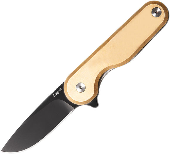 Craighill Rook Framelock Brass Folding Black 12C27 Pocket Knife FFKBR5490