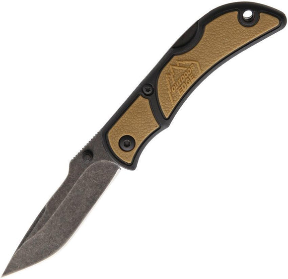 Outdoor Edge Chasm Lockback Small Brown Stainless Folding Pocket Knife