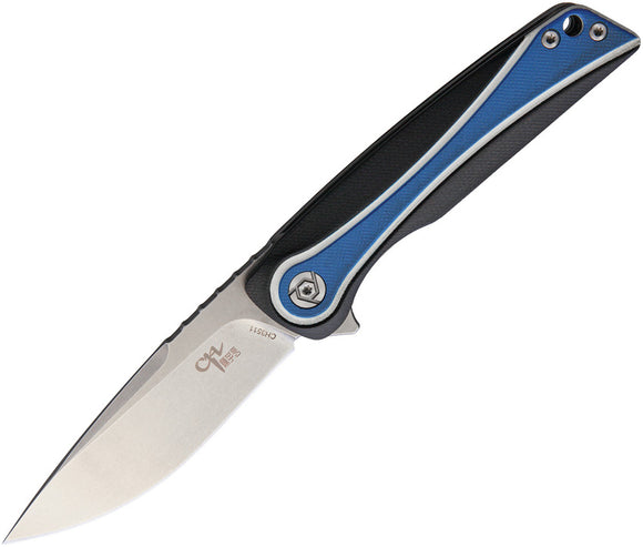 CH KNIVES Black & Blue G10 Folding 154cm Pocket Knife Flipper 3511